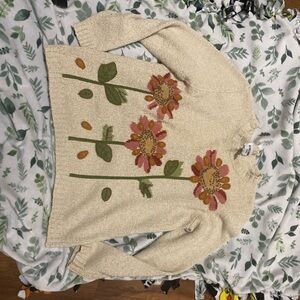 Alfred Dunner Beige Sweater with Floral Design